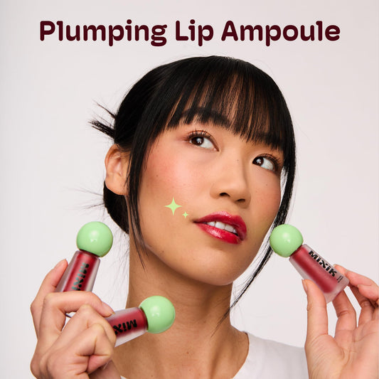 MIXIK Plumping Lip Ampoule, Hydrating Lip Gloss Plumping Ampoule made with Shea Butter & Argan Kernel Oil leaving Lips Plump, Smooth and Glossy, promotes Vibrant High-Gloss Plump Lips (Red Plump)