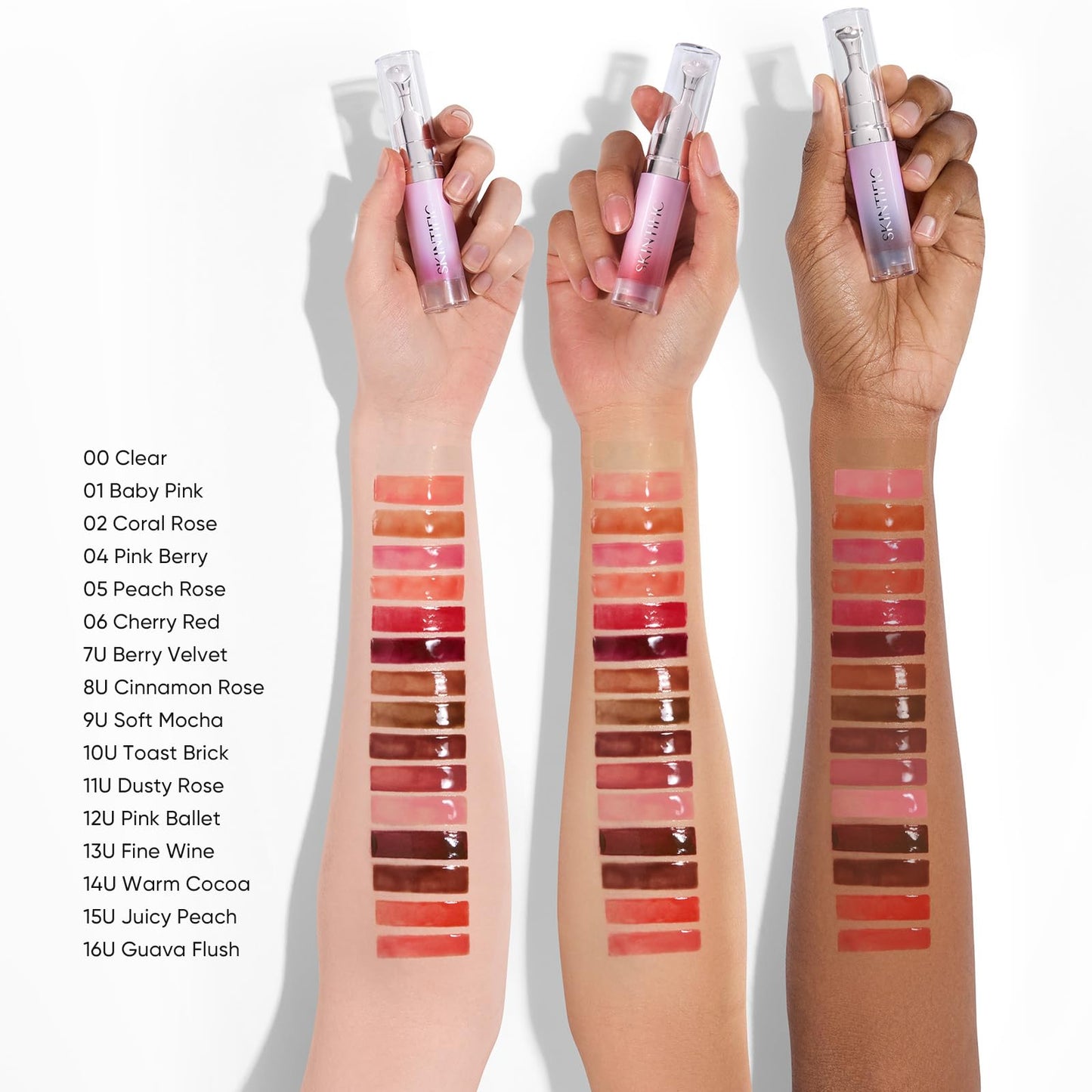 SKINTIFIC Peptide Brightening Lip Serum, Hydrating & Plumping Tinted Lip Gloss, Moisturizing Lip Balm with Polypeptides & Squalane for Glossy Sheer, Smooth Lips(00 Clear)