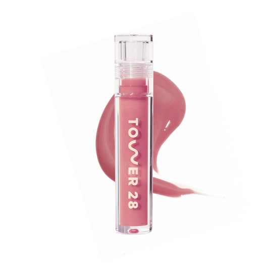 Tower 28 ShineOn Lip Gloss Jelly - Hydrating Tinted Lip Balm + Milky Gloss for Sensitive Lips - Non-Sticky + High-Shine Jelly Formula with Nourishing Oil Blend - Pistachio - Nude Pink (0.13)