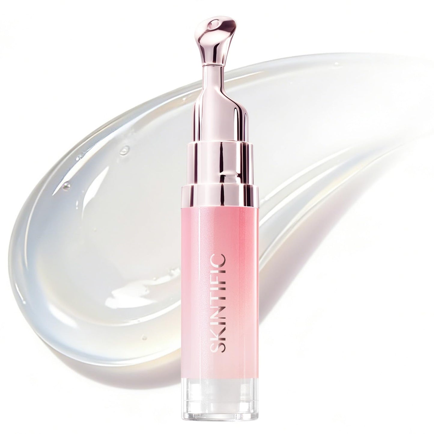 SKINTIFIC Peptide Brightening Lip Serum, Hydrating & Plumping Tinted Lip Gloss, Moisturizing Lip Balm with Polypeptides & Squalane for Glossy Sheer, Smooth Lips(00 Clear)