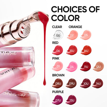 SKINTIFIC Peptide Brightening Lip Serum, Hydrating & Plumping Tinted Lip Gloss, Moisturizing Lip Balm with Polypeptides & Squalane for Glossy Sheer, Smooth Lips(00 Clear)