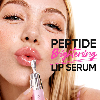 SKINTIFIC Peptide Brightening Lip Serum, Hydrating & Plumping Tinted Lip Gloss, Moisturizing Lip Balm with Polypeptides & Squalane for Glossy Sheer, Smooth Lips(00 Clear)