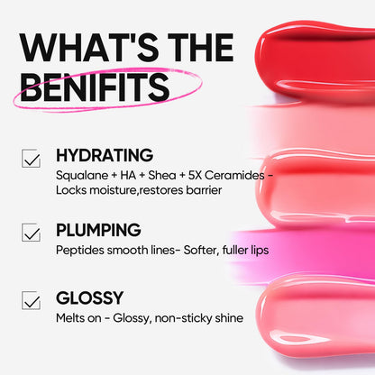 SKINTIFIC Peptide Brightening Lip Serum, Hydrating & Plumping Tinted Lip Gloss, Moisturizing Lip Balm with Polypeptides & Squalane for Glossy Sheer, Smooth Lips(00 Clear)